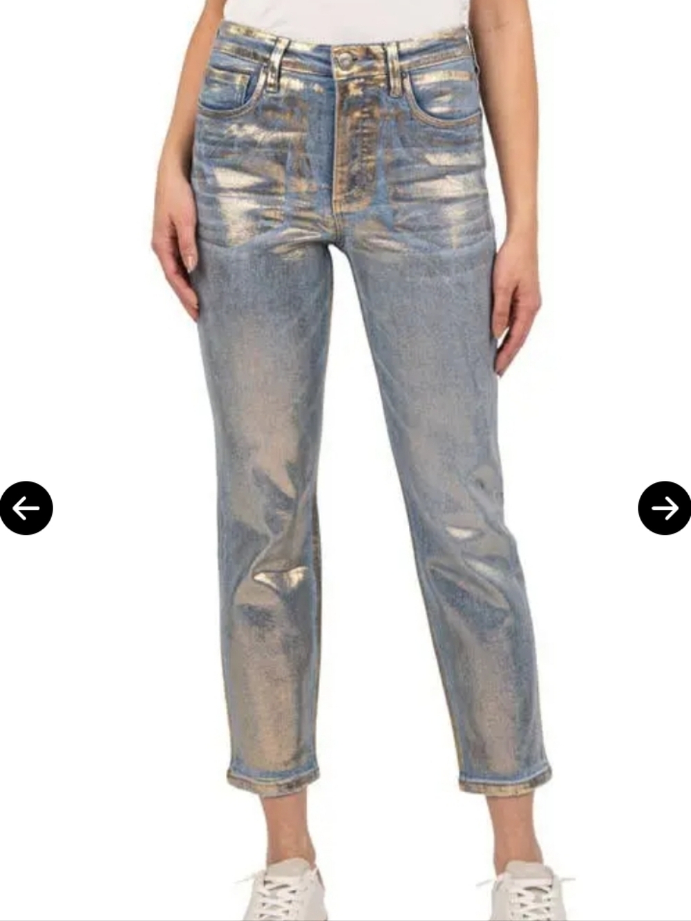 Kut From The Kloth Rachael Gold Coated Fab Sb High Waist Crop Mom Jeans Sz 4